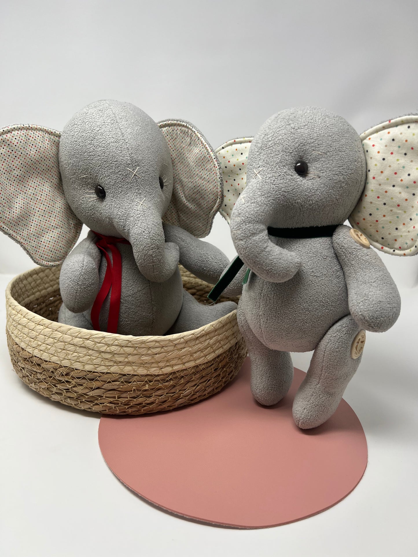 Special Mother’s Day Bundle - Ellie the Elephant (red ribbon)+ Baby Elephant (green Ribbon)