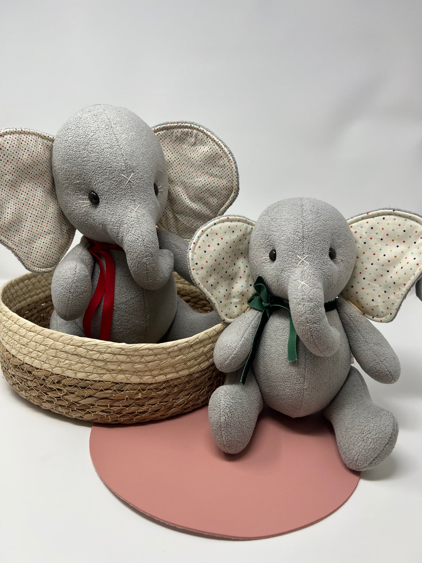 Special Mother’s Day Bundle - Ellie the Elephant (red ribbon)+ Baby Elephant (green Ribbon)