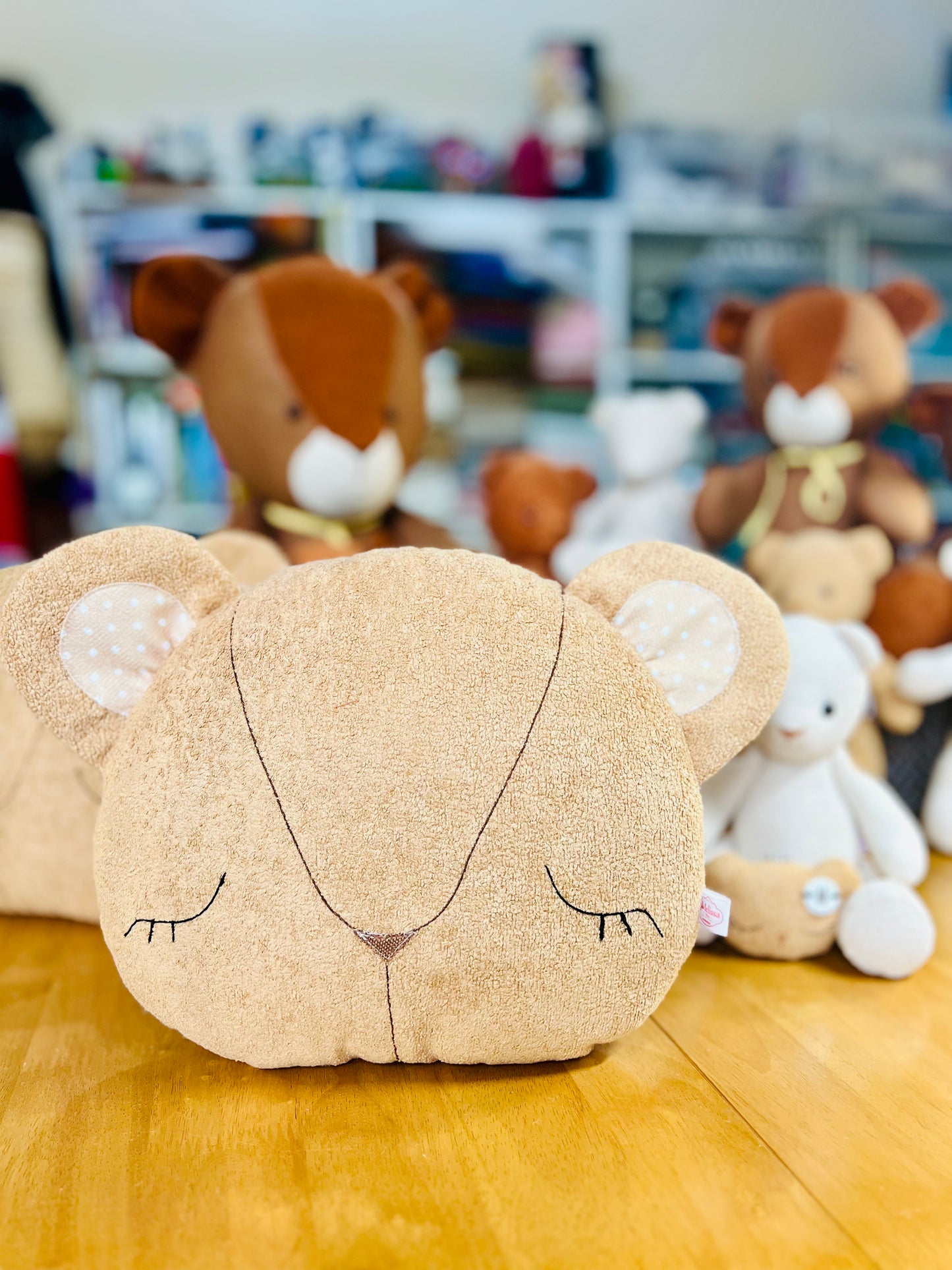 Teddy Bear Cushion - Handmade Nursery Decoration