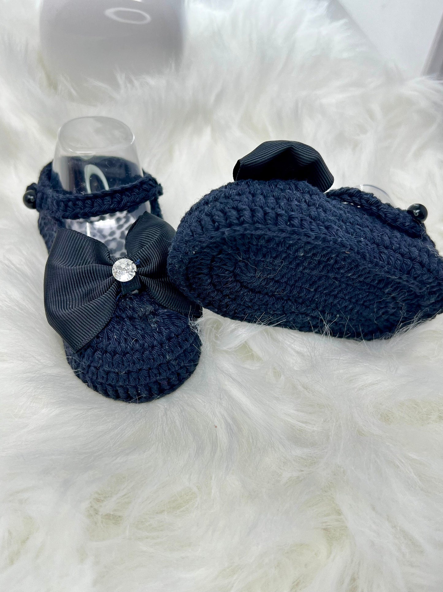 Blue Handmade Baby shoes in crochet, each one is a special beautiful gift for newborn - choice of 6