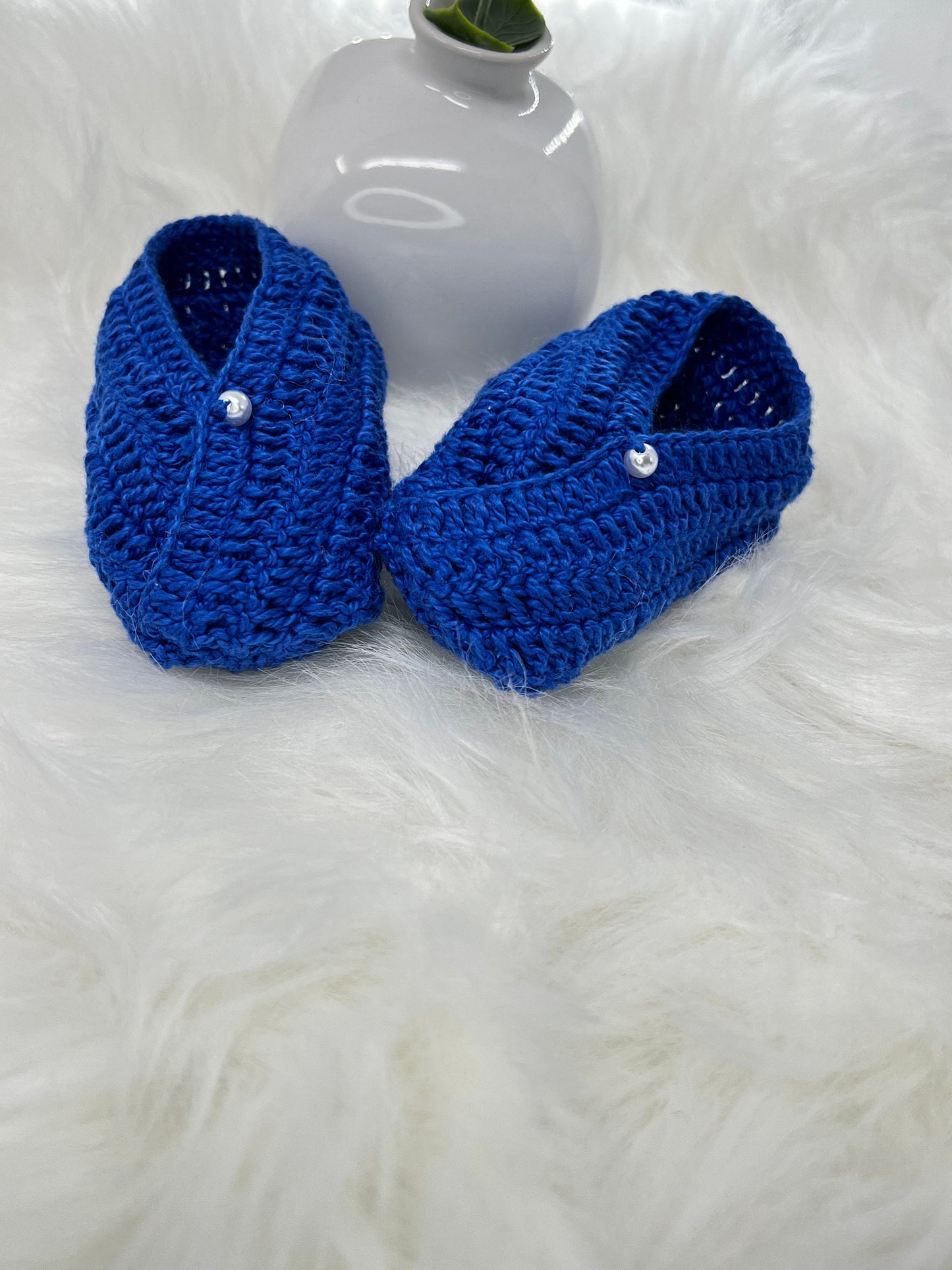 Blue Handmade Baby shoes in crochet, each one is a special beautiful gift for newborn - choice of 6