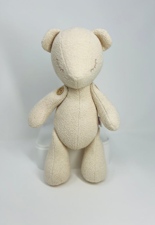 Mini Cream Velvet Boucle Teddy Bear with sleeping eyes