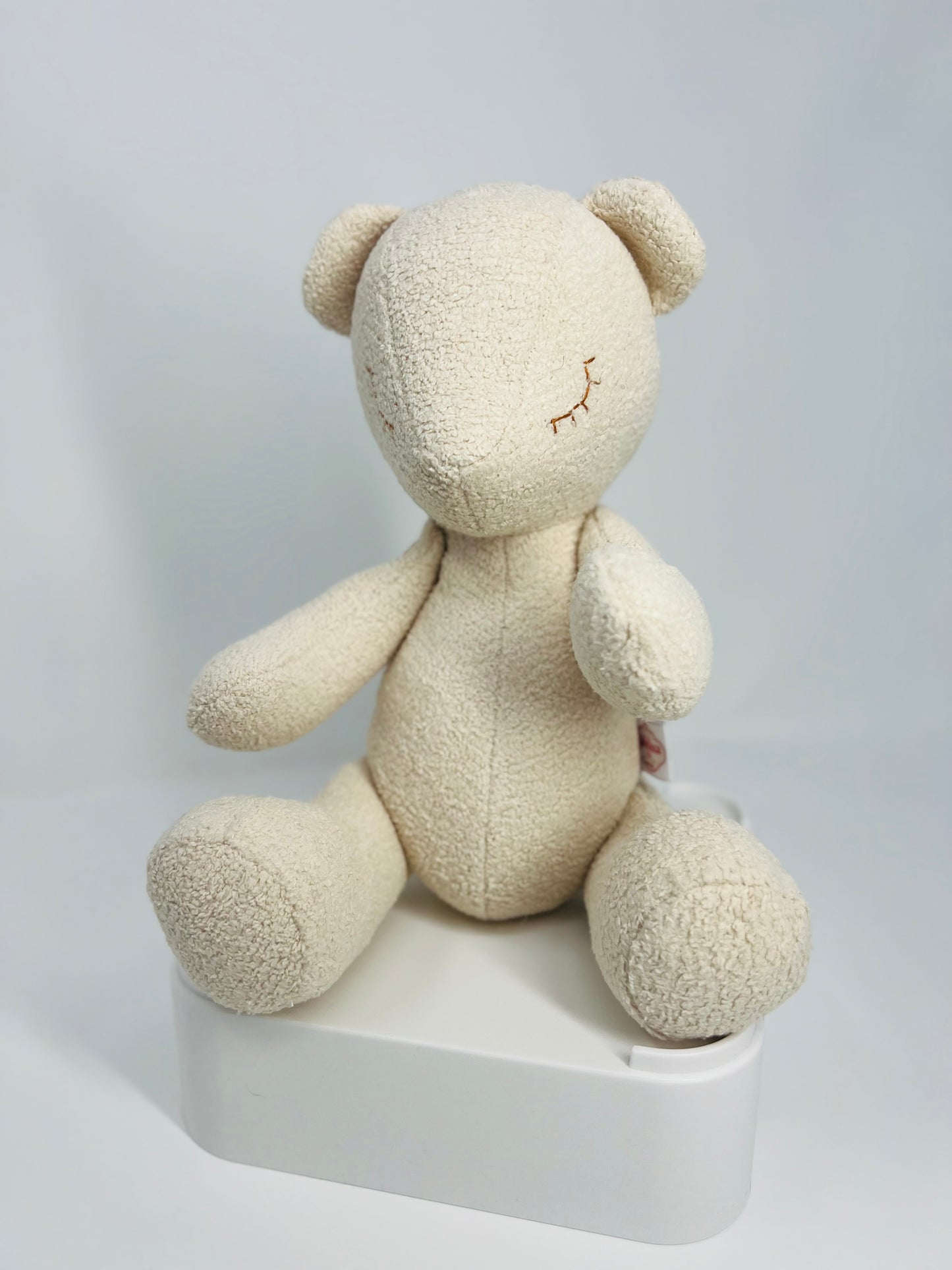 Mini Cream Velvet Boucle Teddy Bear with sleeping eyes