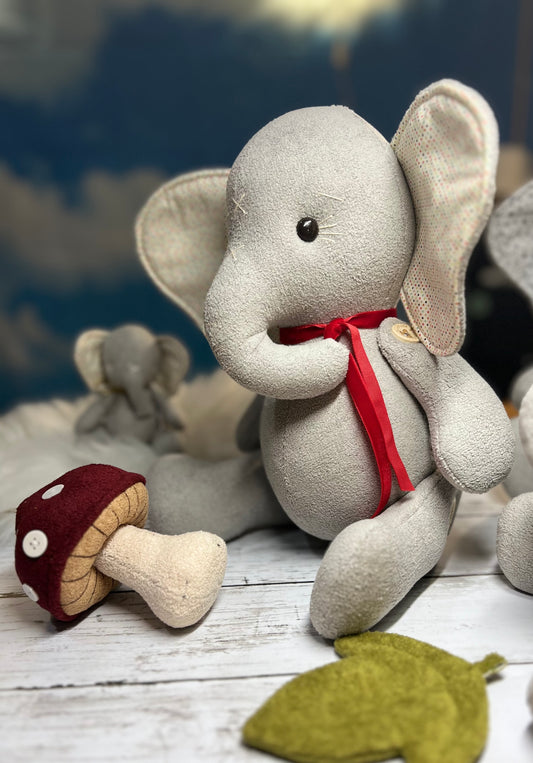 Ellie the Elephant – Handmade Elephant in Soft Velvet Boucle