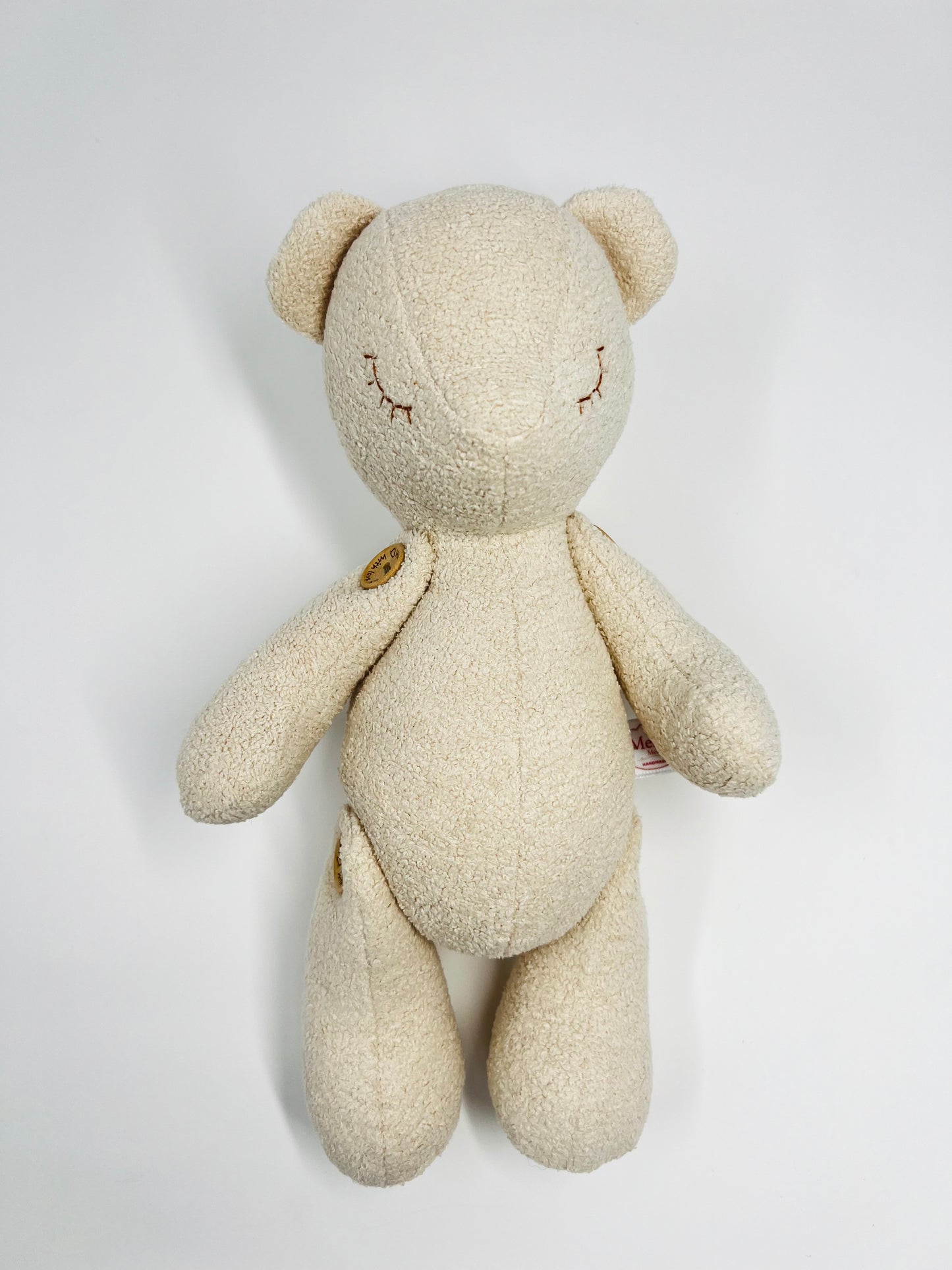 Mini Cream Velvet Boucle Teddy Bear with sleeping eyes