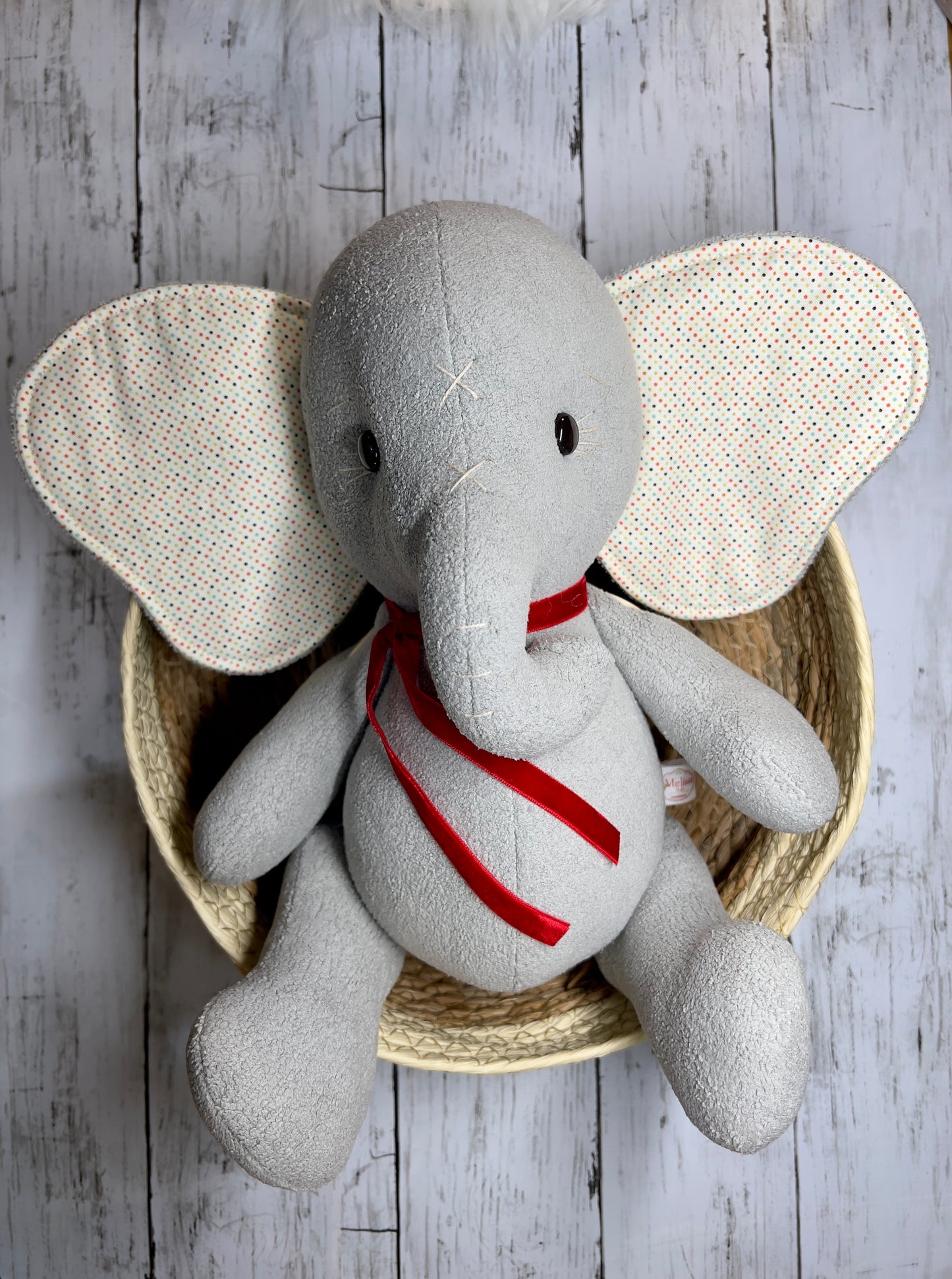 Ellie the Elephant – Handmade Elephant in Soft Velvet Boucle