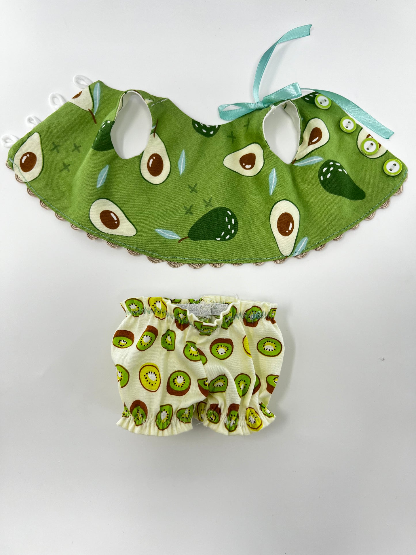 Handmade Cute Hugs Bear in Green avocado dress