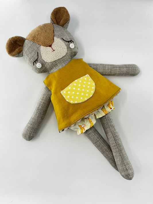 Handmade Cute Hugs Bear in Yellow dress and adorable banana’s underwear.