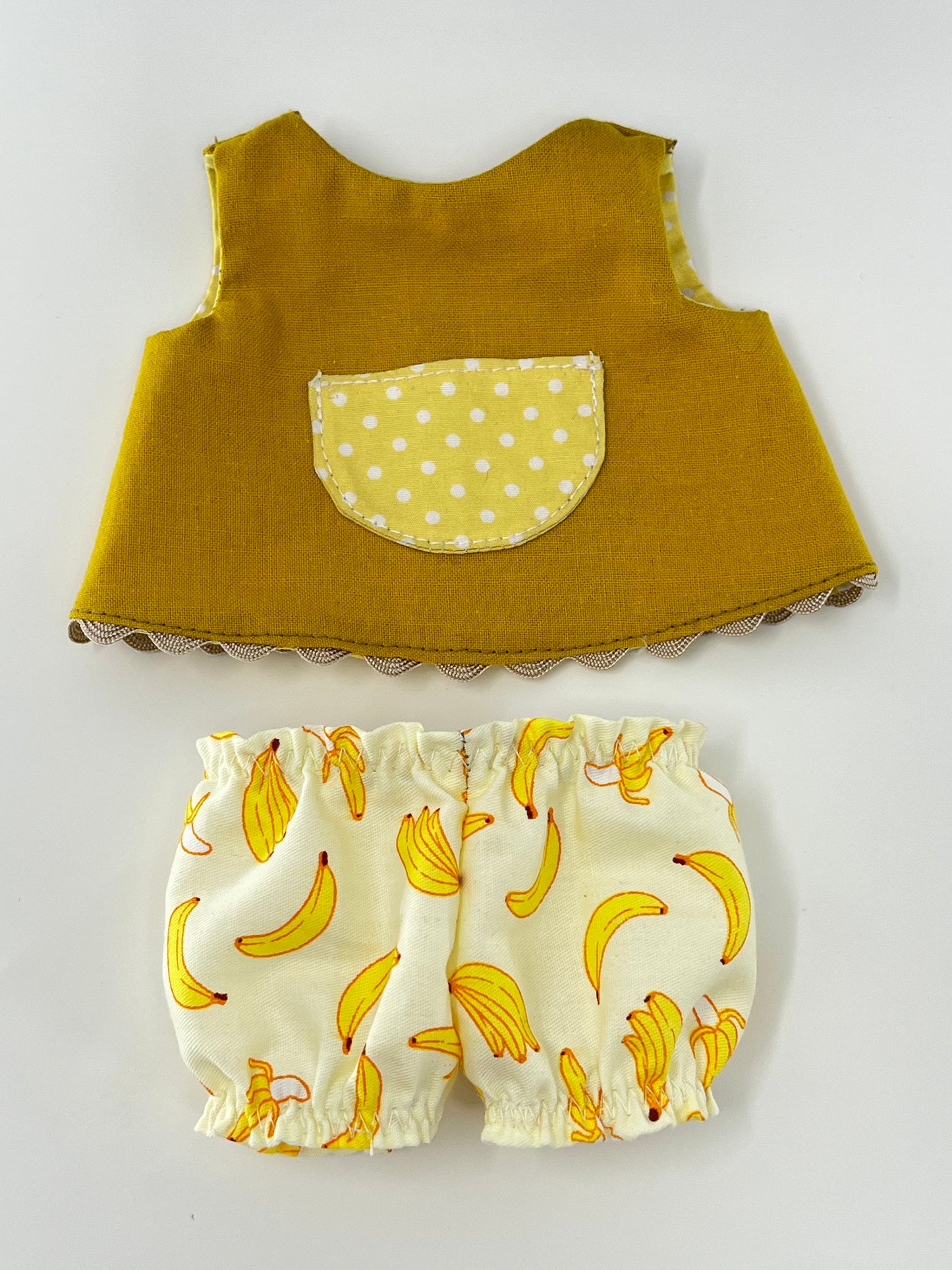 Handmade Cute Hugs Bear in Yellow dress and adorable banana’s underwear.