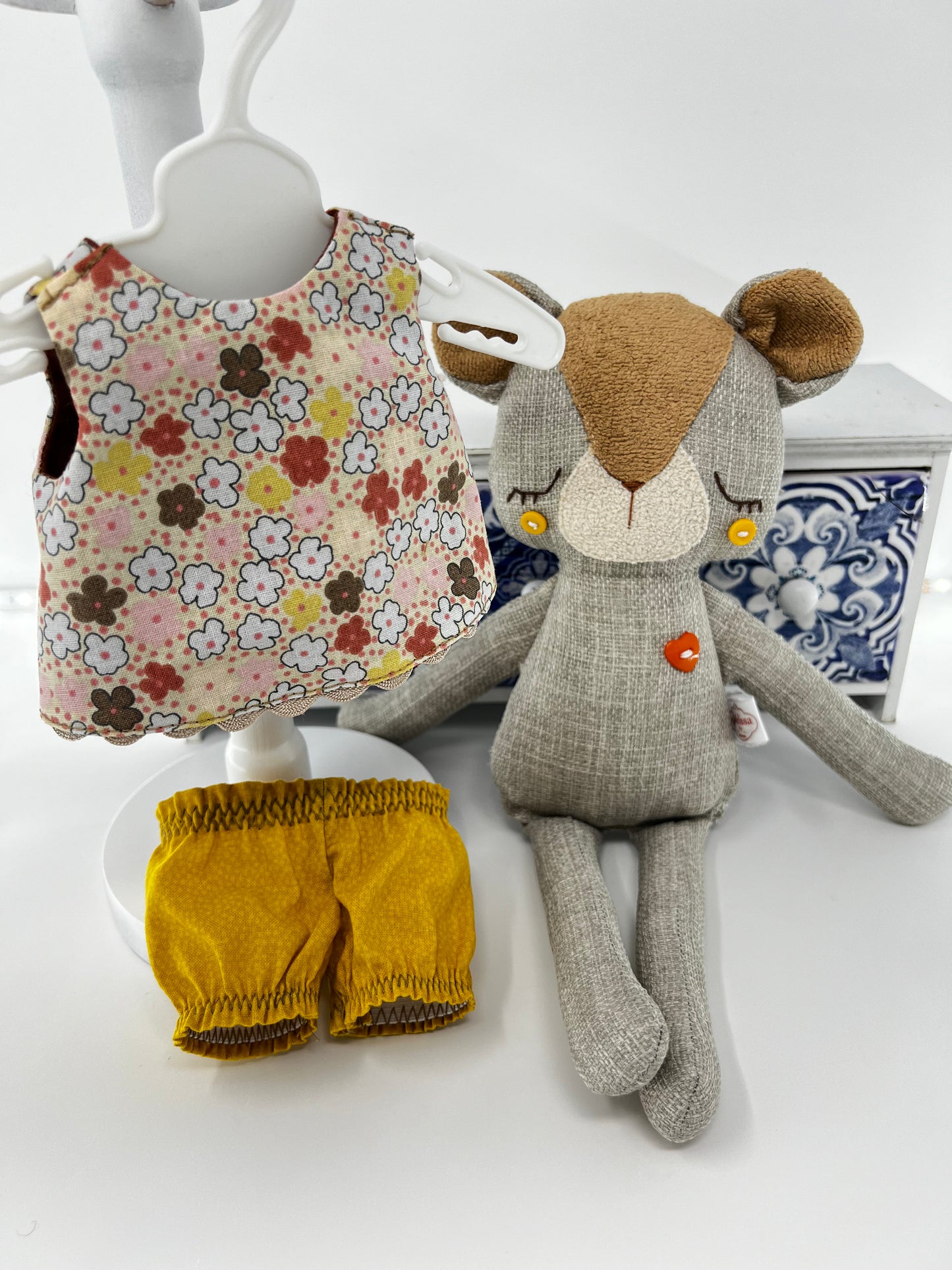 Meet Our Handmade Cute Hugs Bear, in Autumn flowers and underwear.