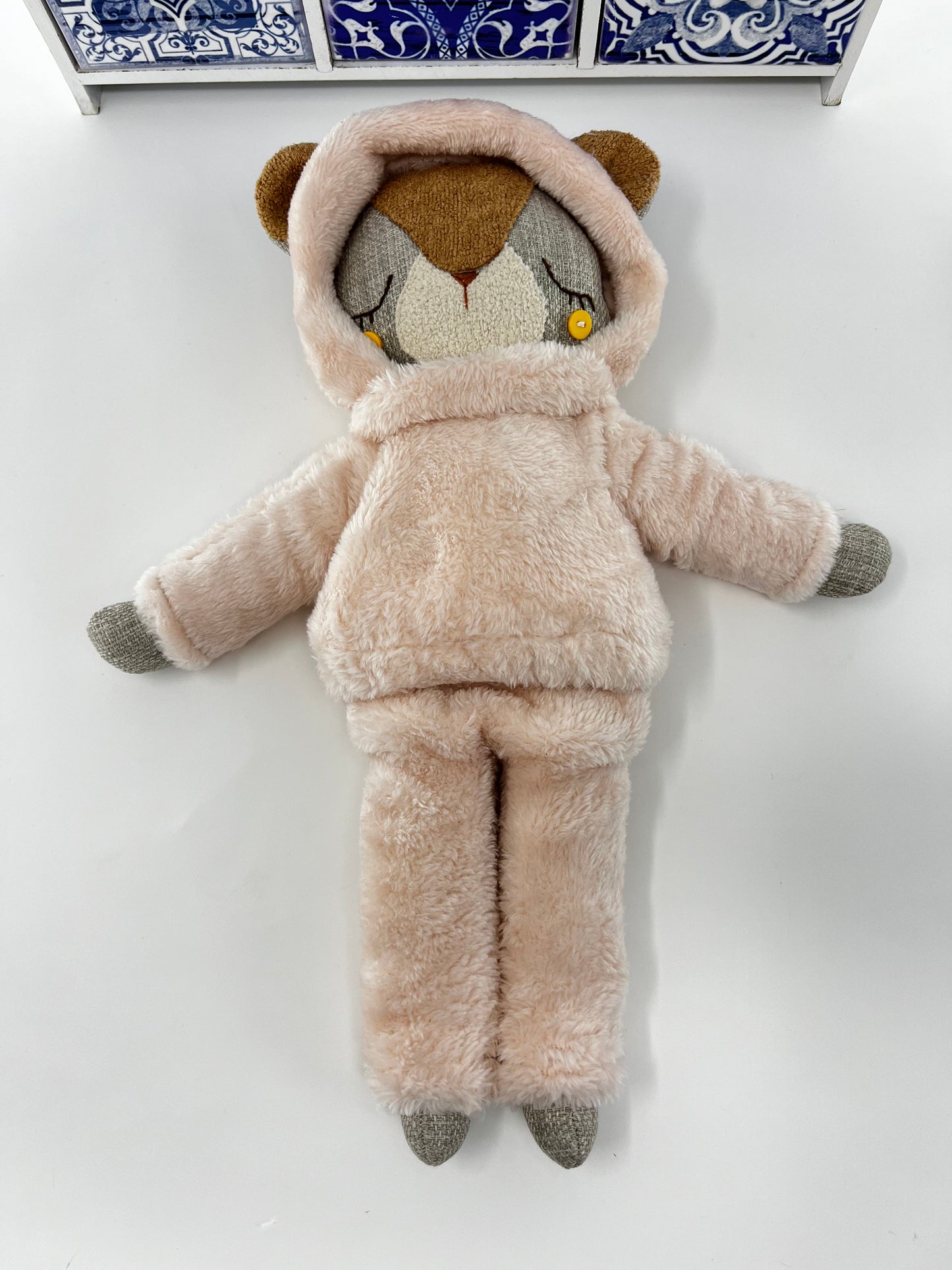 Meet Our Handmade Cute Hugs Bear in Pink Fluffy Hoodie and Trousers!