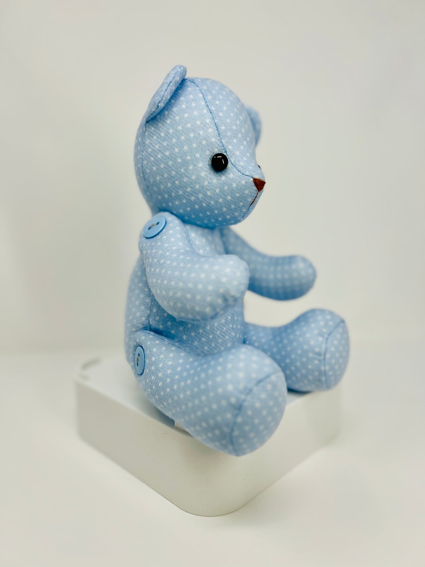 Handmade Blue Mini Polka Dot Teddy Bear in Velvet