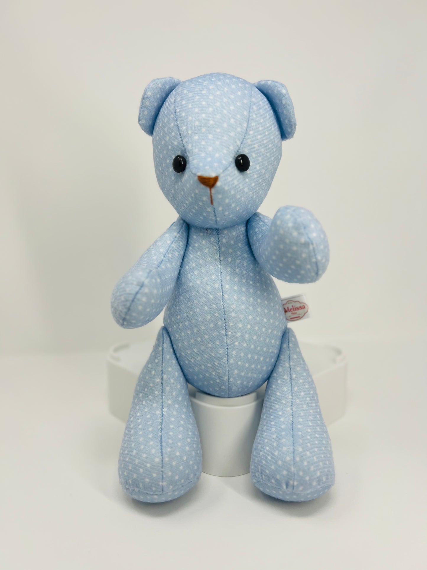 Handmade Blue Mini Polka Dot Teddy Bear in Velvet