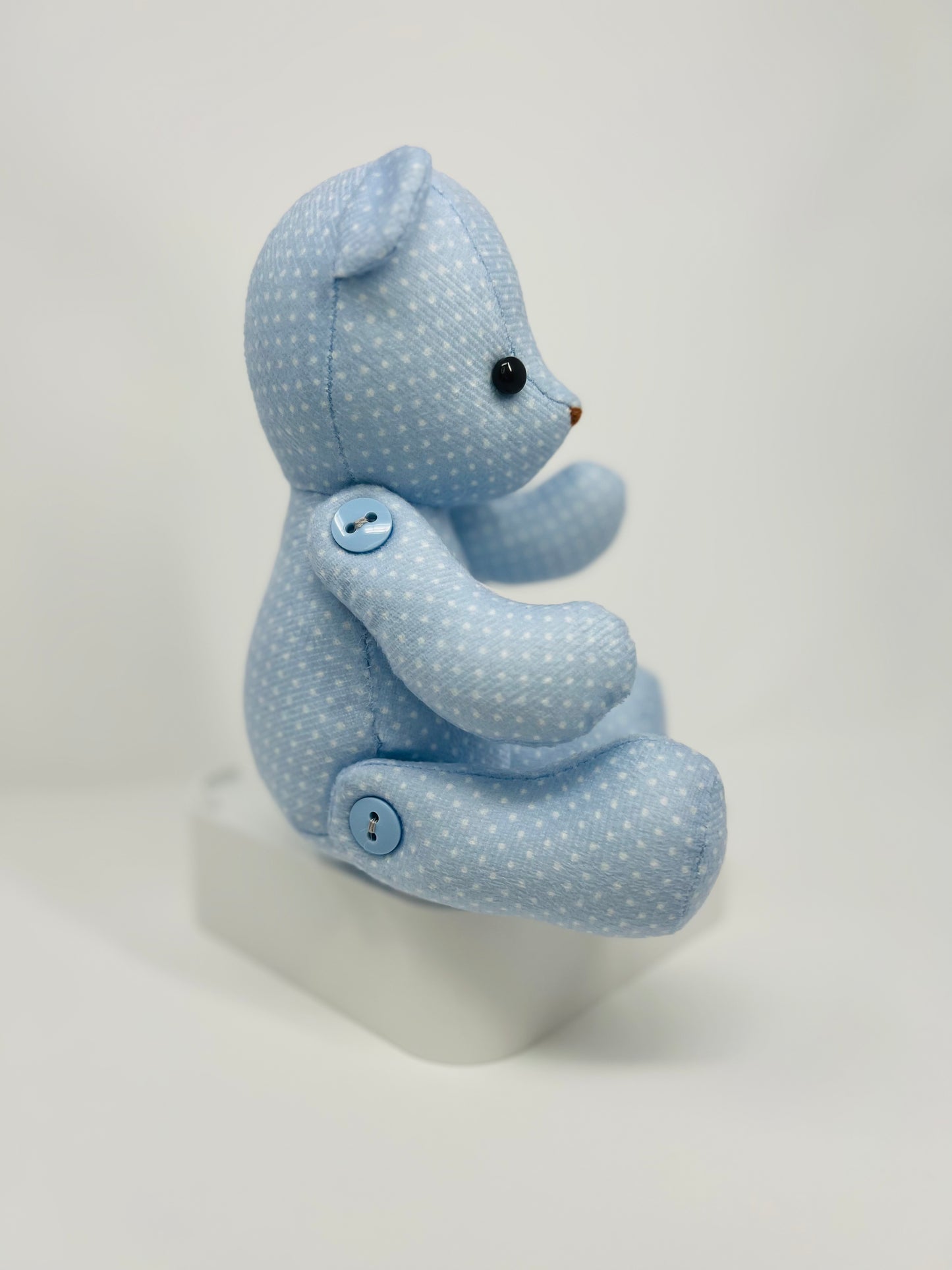 Handmade Blue Mini Polka Dot Teddy Bear in Velvet