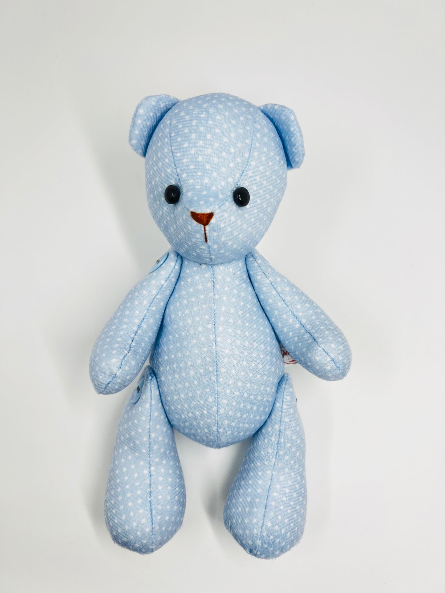 Handmade Blue Mini Polka Dot Teddy Bear in Velvet