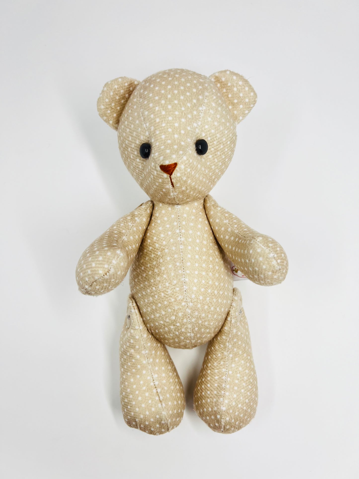 Beige Polka Dot Teddy Bear: A Sweet Handmade Companion