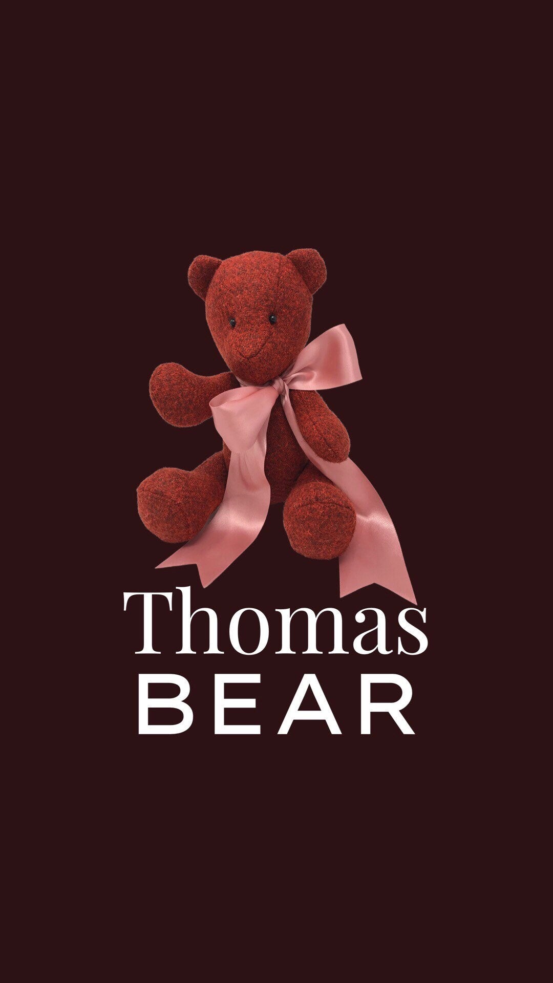 Thomas Bear - Small Handmade Red Tweed Teddy Bear