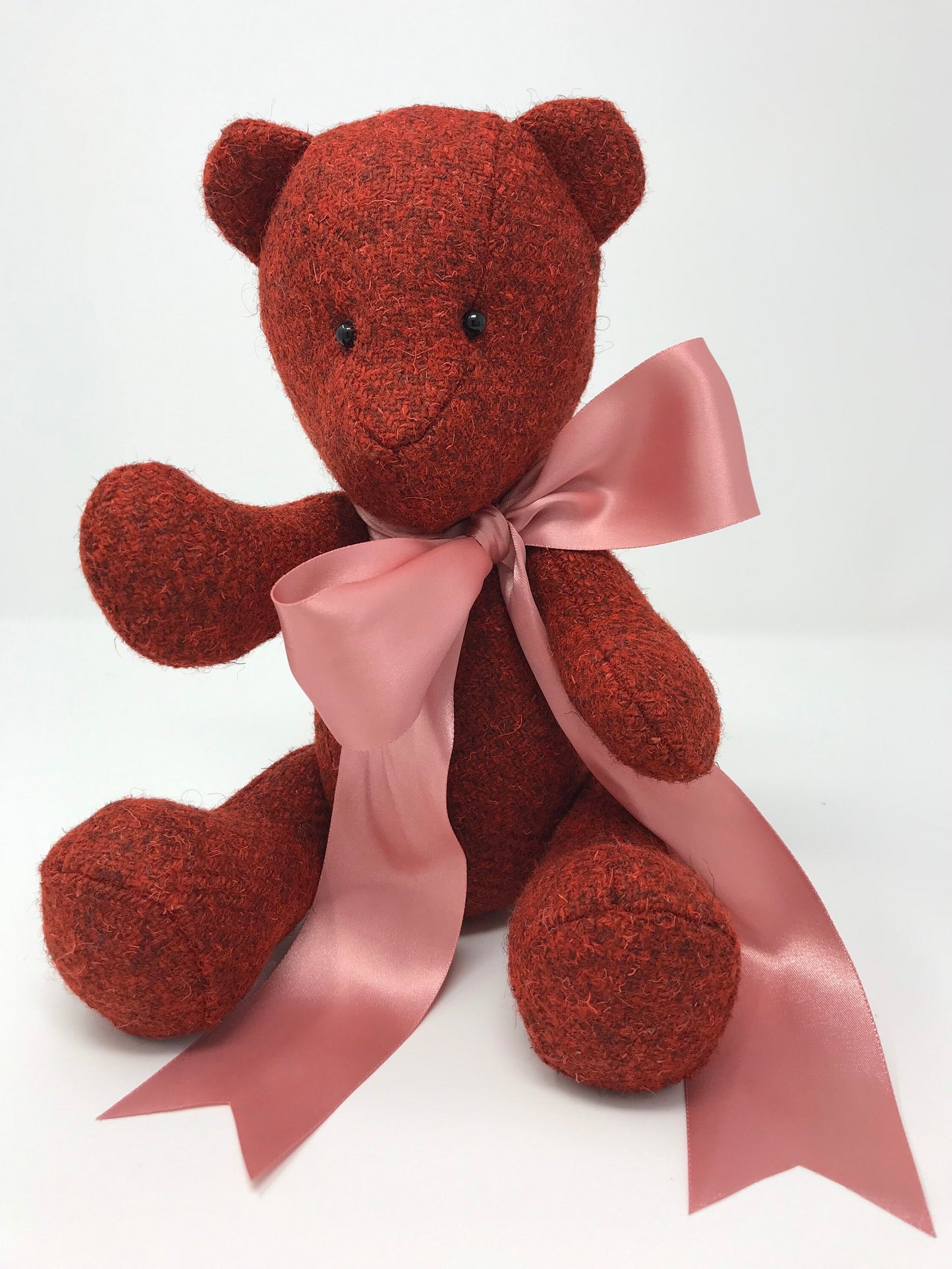 Thomas Bear - Small Handmade Red Tweed Teddy Bear