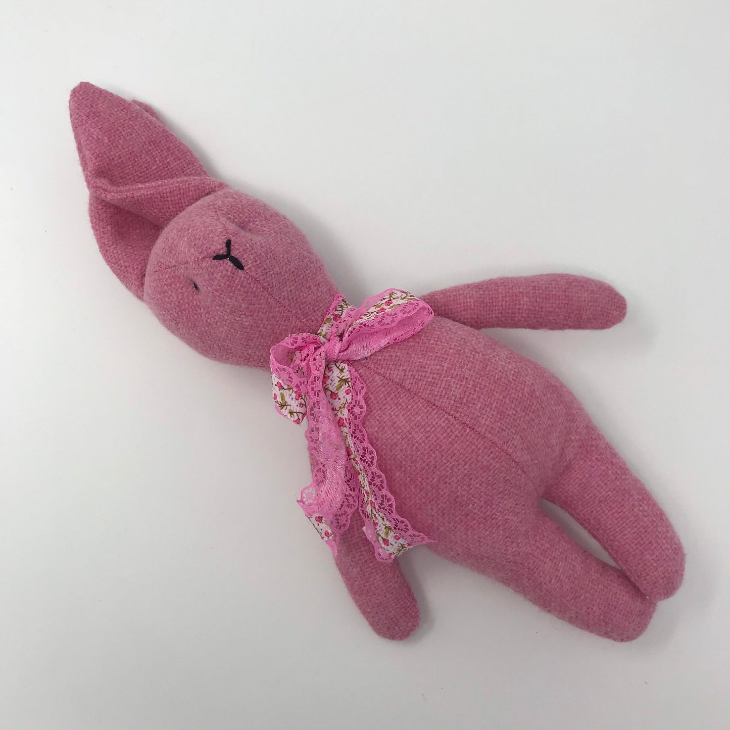 Handmade cuddle Toy beautiful Manx Tweed Bunny Soft Pink Plush Gorgeous Rabbit