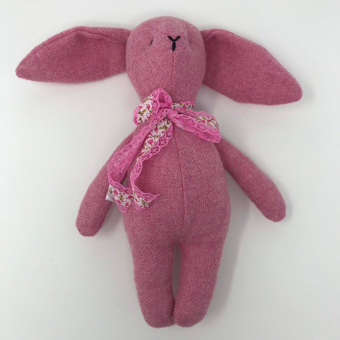 Handmade cuddle Toy beautiful Manx Tweed Bunny Soft Pink Plush Gorgeous Rabbit