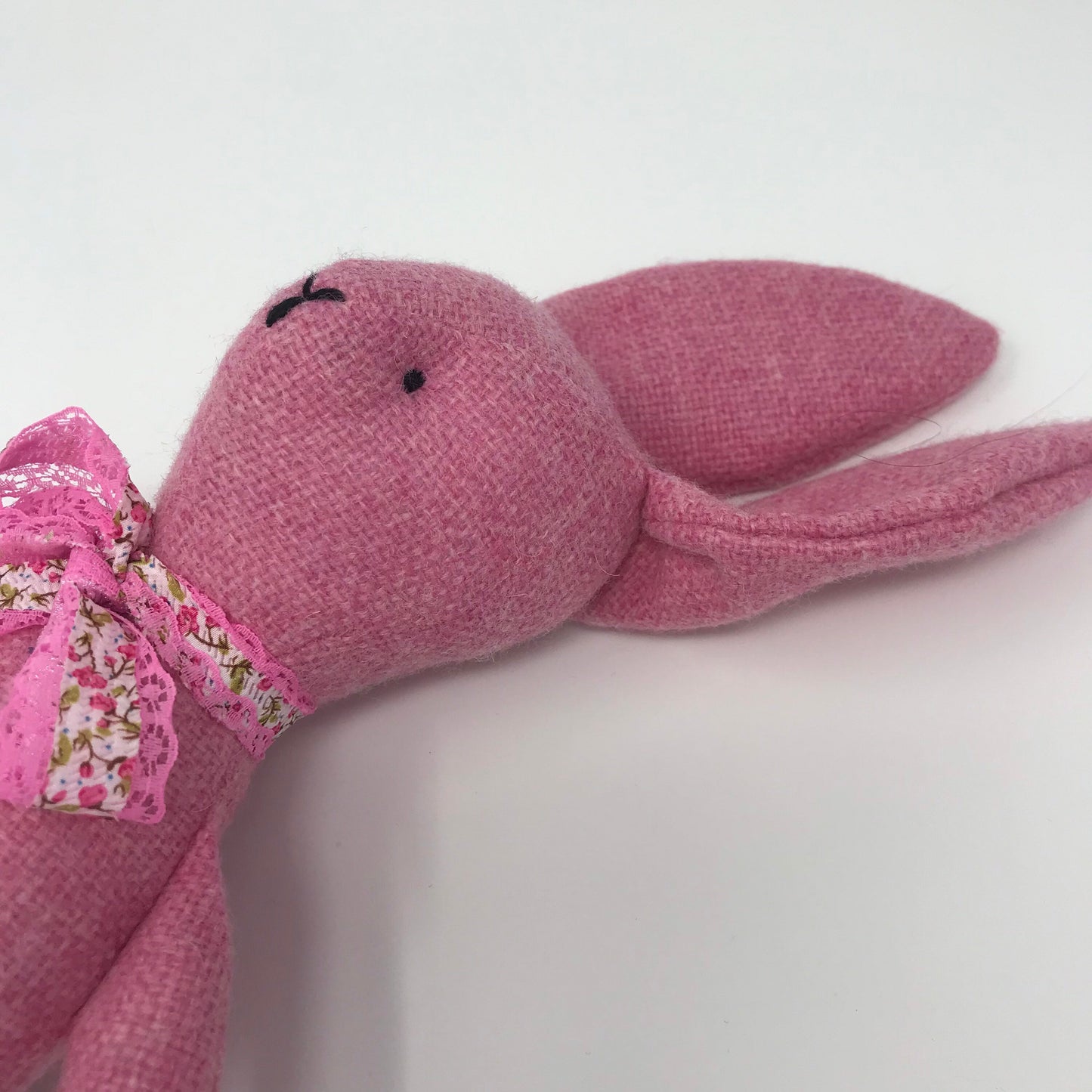 Handmade cuddle Toy beautiful Manx Tweed Bunny Soft Pink Plush Gorgeous Rabbit