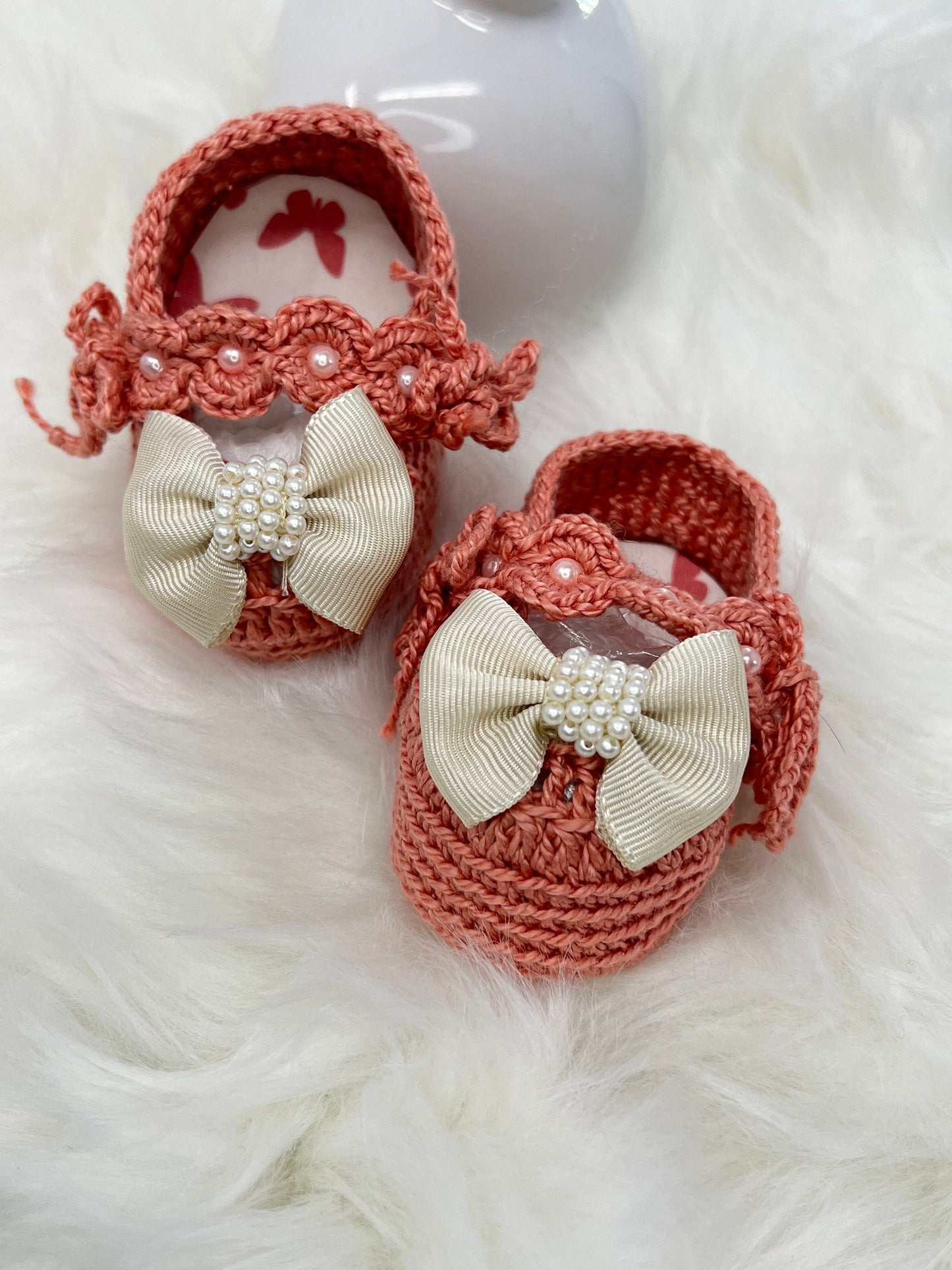 Handmade Baby shoes in crochet, each one is a special beautiful gift for newborn - choice of 3