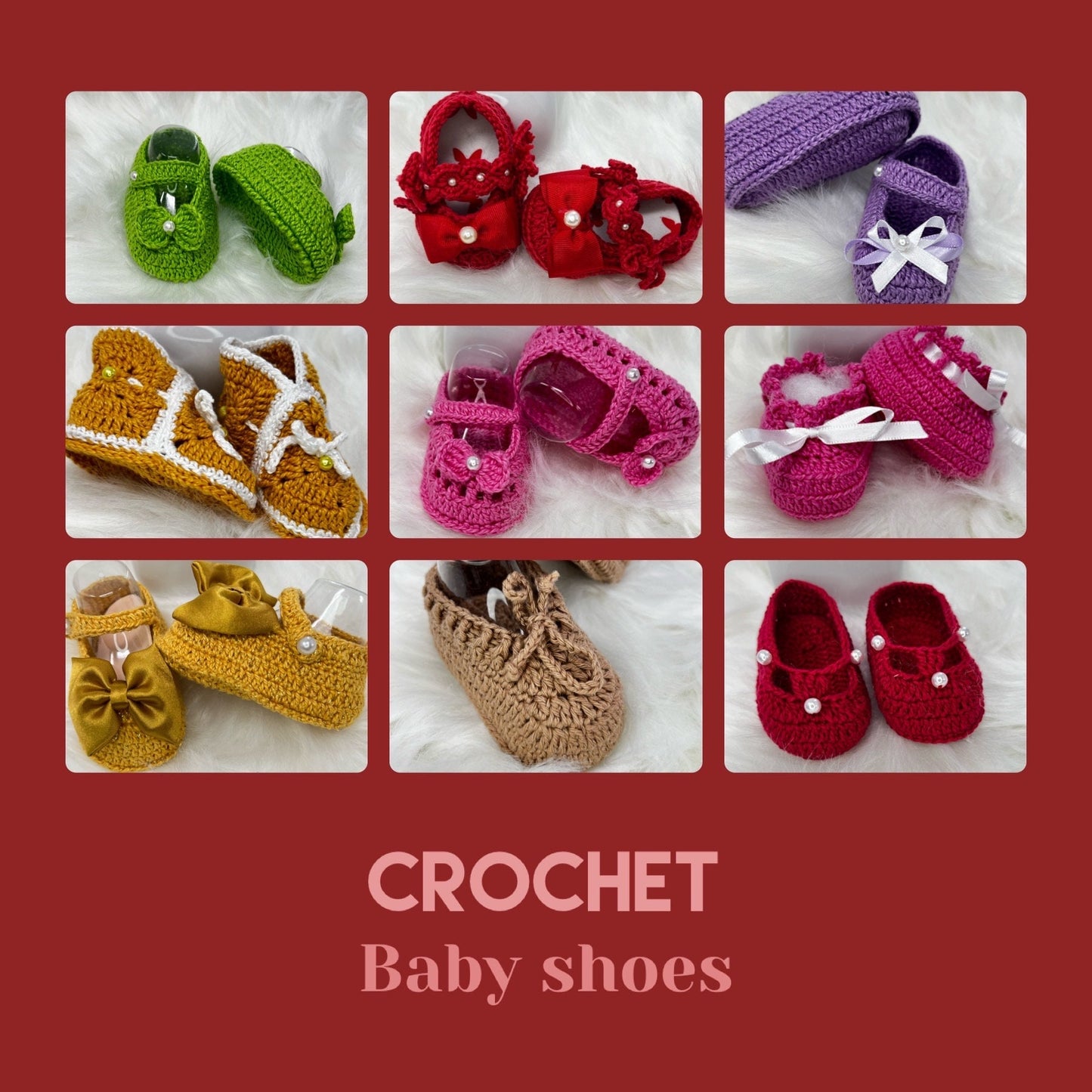 Different Handmade Baby shoes in crochet, each one is a special beautiful gift for newborn - choice of 9