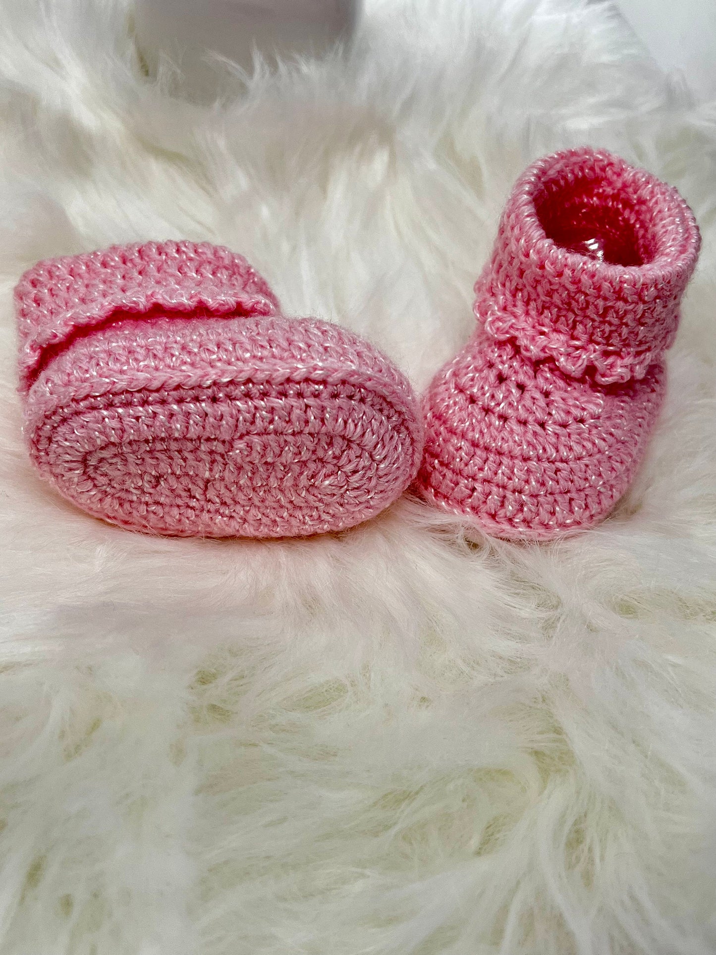 Pink Handmade Baby shoes in crochet, each one is a special beautiful gift for newborn - choice of 8