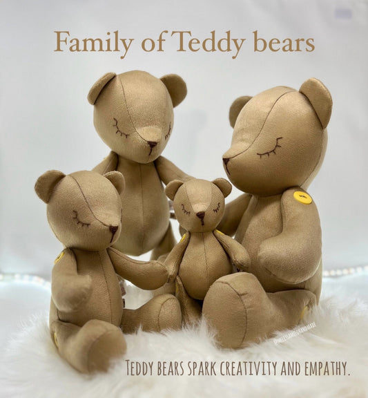 Special gift Handmade Teddy Bear in Velvet, 4 different sizes (micro, mini, small and medium), articulated.